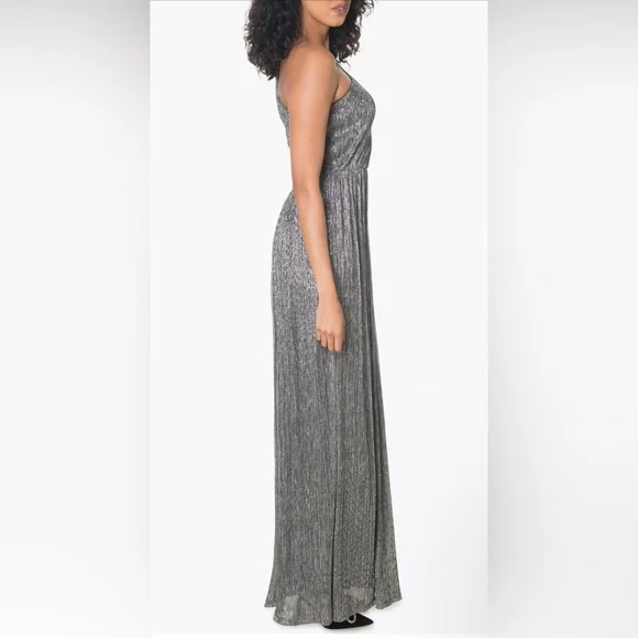 Dress the Population Kienna Silver Shimmer One-Shoulder Maxi Dress - Picture 3 of 10